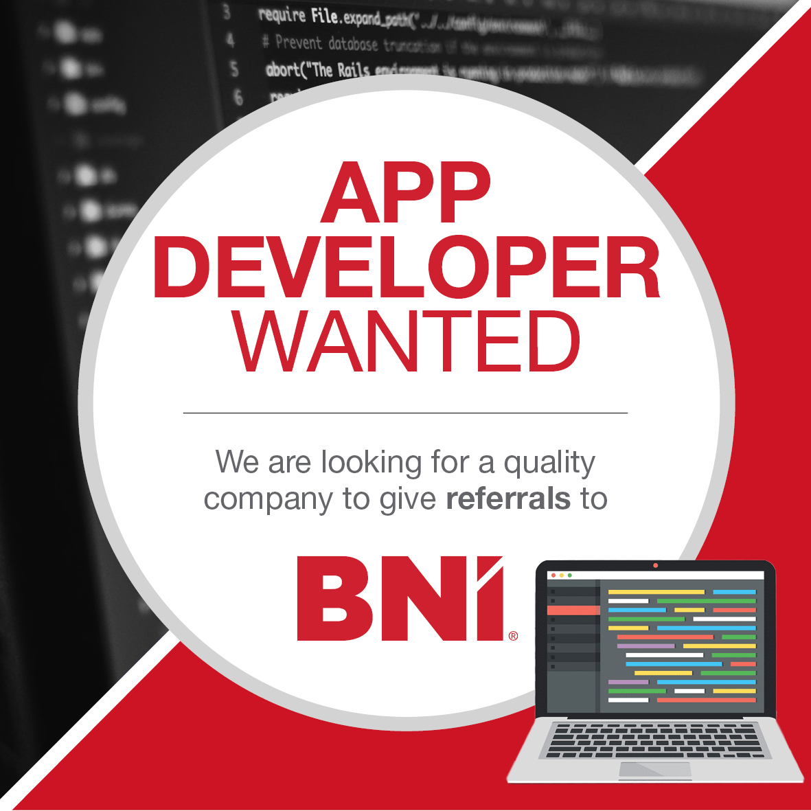 BNI app developer wanted
