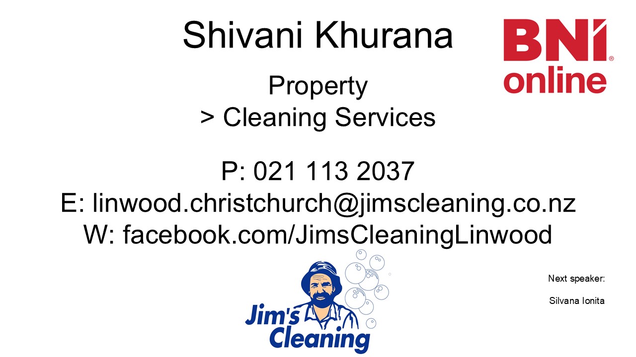 Shivani Khurana Jim's Cleaning Linwood
