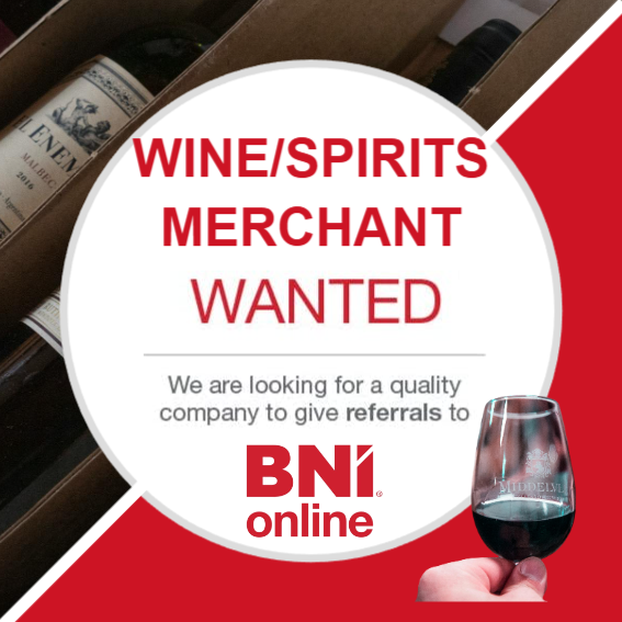 Christchurch wine/spirits merchants looking for a BNI chapter can join our online group, meeting weekly on Zoom with referral opportunities.